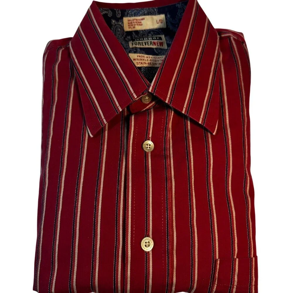Vintage Haggar Striped Long Sleeve Button-Up Shirt Red White & BlueSize XL - Picture 1 of 13